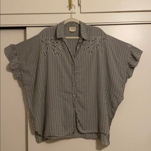 Oversized button down top